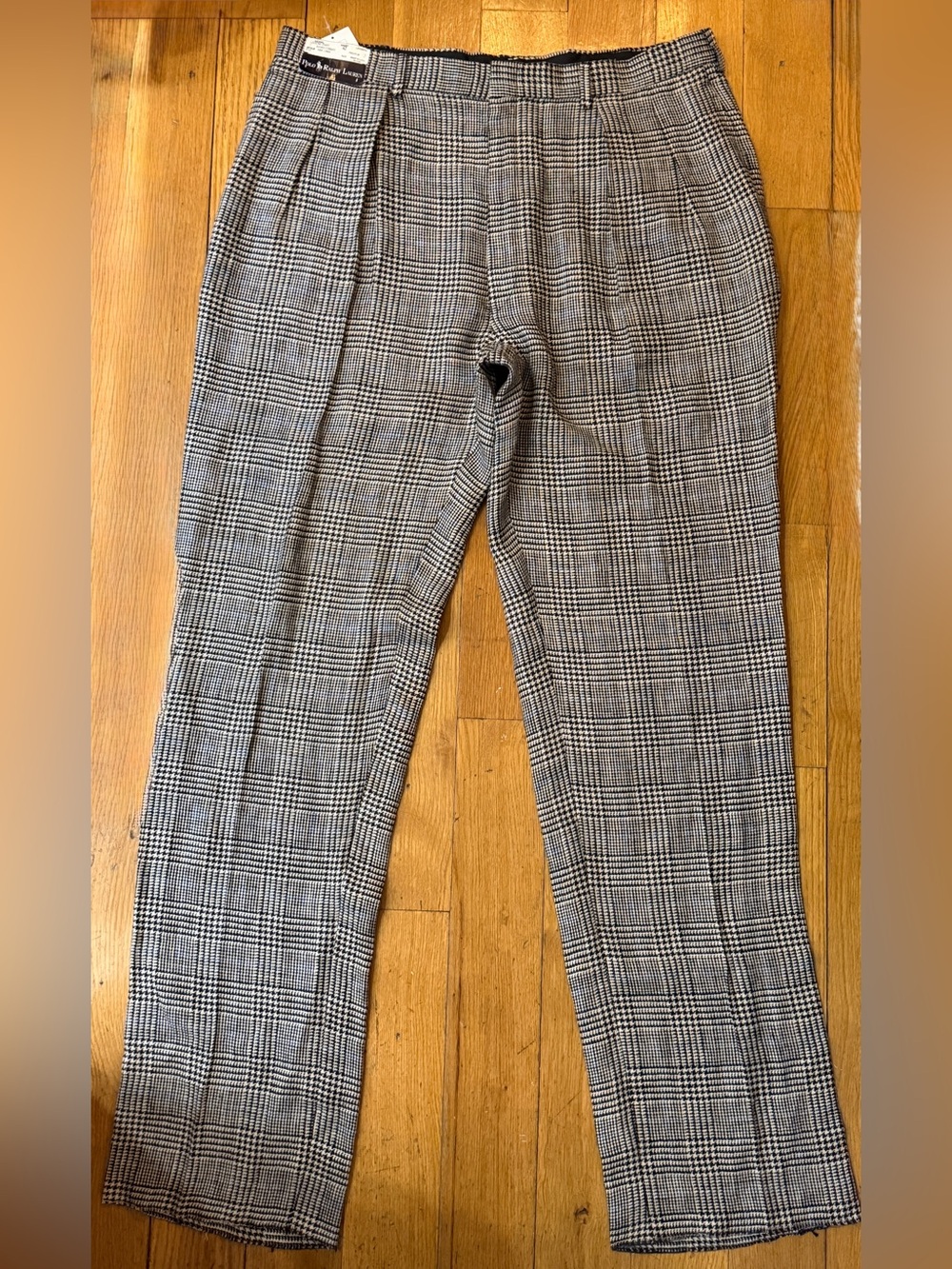 POLO RALPH LAUREN PLAID SIENA PANTS LINEN RUBINACCI MANNY 42 CHECKERED RELAXED